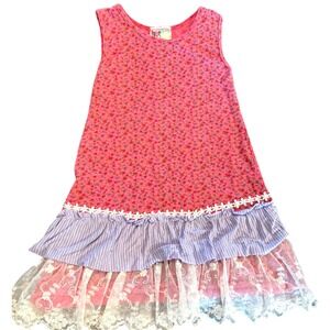 Twirls & Twigs Girls Pink Floral Lace Tiered Ruffle Dress Size 5 EX2002 USA